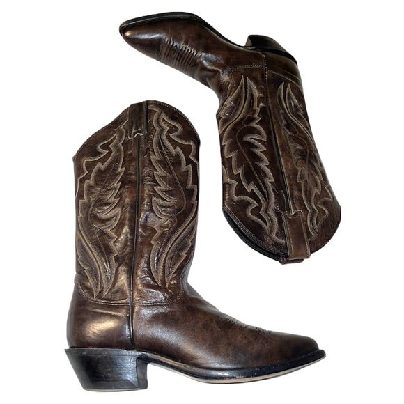 Justin Heeled Boots Pointed Toe Cowgirl Boots 7.5 - Picture 2 of 7